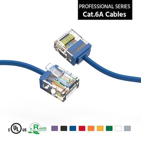 CAT6A UTP Super-Slim Ethernet Network Cable 32AWG- 6ft- Blue